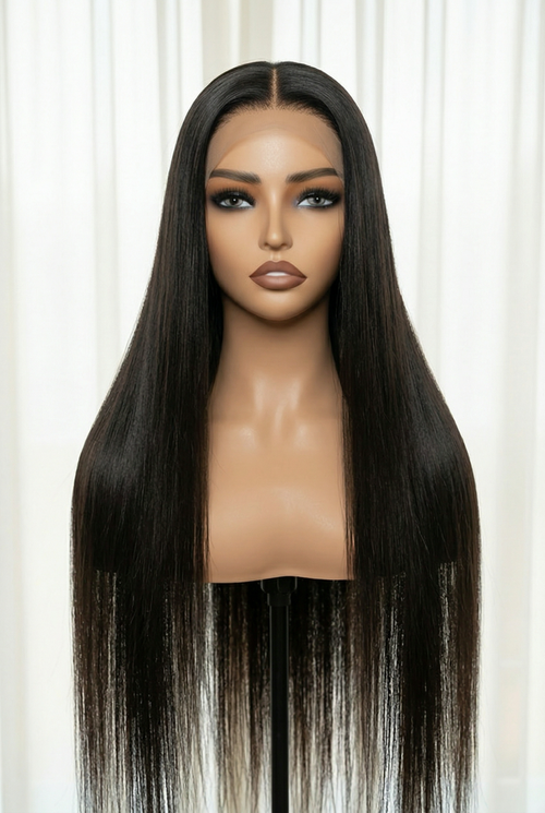 180% Density Bone Straight Glueless 5x5 Closure HD Lace Lace Wig Pre-cut & Plucked & Bleached
