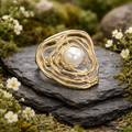 Sculpted Light Pearl Ring