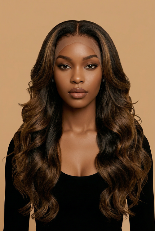 200% Density Ombre Brown Loose Wave Glueless 13x6 HD Lace Front Wig Human Hair Pre-Cut Lace Flexi-Fit Drawstring Cap